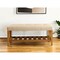 Homeroots 40in Beige and Brown Upholstered Polyester Bench with Shelves 286430 - alternate 2