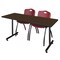 Regency Kobe T-Base Training Seminar Table W/ 2 M Stack Chairs, 60 in W, 30 in L, Neo Walnut MKTRCT6030NW47BY - alternate 1