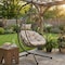 Leisuremod Summit Foldable Egg Swing Chair with Iron Stand, UV-Resistant Wicker, Weatherproof SSCBL-35LBR - alternate 2