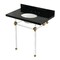 Kingston Brass 36" Black Granite Console Sink with Acrylic Legs, 8-Inch, 3-Hole, Black Granite/Brushed Brass KVPK36KA7 - alternate 1