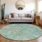Homeroots 8' Teal Blue Round Abstract Washable Indoor Outdoor Area Rug 607892 - alternate 4