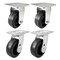 Hyw Products Heavy Duty Caster Set 5in Rubber on Cast Iron Wheels, 2 Rigid & 2 Swivel, 4PK 40-50R-A1-RC-2,40-50S-A1-RC-2 - alternate 1