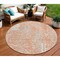 Homeroots 8' Coral And Ivory Round Abstract Washable Indoor Outdoor Area Rug 612925 - alternate 1