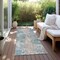 Homeroots 8' Runner Teal and Taupe Abstract Washable Non Skid Indoor Outdoor Runner Rug 564288 - alternate 3