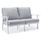 Leisuremod Walbrooke Modern Outdoor Patio Loveseat, White Aluminum Frame and Removable Cushions, Light Grey WW-57-27LGR - alternate 1