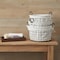Homeroots Set Of Three Black Oval Wire Baskets with White Fabric Liners and Handles 379831 - alternate 2