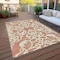 Homeroots 5' X 8' Coral And Ivory Damask Washable Indoor Outdoor Area Rug 614420 - alternate 2