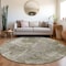 Homeroots 8' Round Green Round Abstract Washable Non Skid Indoor Outdoor Area Rug 564229 - alternate 3