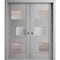 Vdomdoors Sliding French Dbl Pocket Doors 48 x 80in, Light Grey Oak W/ Frosted Glass, Kit Trims Rail Hardware SETE6933DP-OAK-48 - alternate 1
