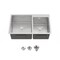 Wrightmaster 32 in. Drop-In Double Bowl 20 Gauge Silver Stainless Steel Kitchen Sink with Drain and Hook ZOR-BR03D-321908 - alternate 1