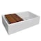Whitehaus Collection 36 in Reversible Single Bowl Workstation Fireclay Sink Set /w Smooth Front Apron WHLW3619 - alternate 1