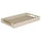 Homeroots 16in Cream Wood and Vinyl Faux Shagreen Serving Tray With Gold Handles 518597 - alternate 2