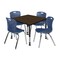 Regency Square Kee Mobile Adjustable Classroom Table W/ 4 Andy Chairs, 36 in W, 36 in L, Neo Walnut TB3636NWAPCBK40NV - alternate 1