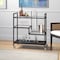 Homeroots Black Steel And Glass Rolling Bar Cart 530463 - alternate 2