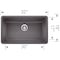 Blanco Precis SILGRANIT 32in Super Single Undermount Kitchen Sink - Cinder 441478 - alternate 2