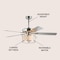 Jonathan Y Circe 52" 3-Light Transitional Glam Drum Shade LED Ceiling Fan With Remote, Chrome JYL9607A - alternate 6