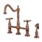 Kingston Brass Bridge Kitchen Faucet with Brass Sprayer, Antique Copper KS127BEXBSAC - alternate 1