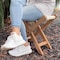 Amerihome Acacia and Canvas Folding Stool AWFFRS - alternate 2