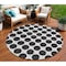 Homeroots 8' Black And Ivory Round Polka Dot Washable Indoor Outdoor Area Rug 614871 - alternate 1