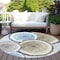 Homeroots 8' Round Blue Gold and Gray Round Faux Bois Washable Non Skid Indoor Outdoor Area Rug 564406 - alternate 3