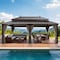 Sunjoy Kingston 20x12 Gazebo, Steel Hardtop Gazebo with Curtain and Netting - Brown Aluminum Posts A1020436A200 - alternate 1
