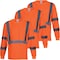 Protectx Long Sleeve T-Shirt, Class 3, Type R, Polyester, Orange, M, 3 PK ST-E150LS1-OR-M-03 - alternate 1