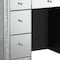 Homeroots 47" Silver Mirrored Glass and Faux Crystal Seven Drawer Vanity Table 632734 - alternate 3