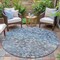 Homeroots 8' Blue And Gray Round Abstract Washable Indoor Outdoor Area Rug 631947 - alternate 2