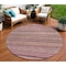 Homeroots 8' Pink And Taupe Round Striped Washable Indoor Outdoor Area Rug 615352 - alternate 1