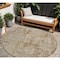 Homeroots 8' Brown And Beige Round Geometric Washable Indoor Outdoor Area Rug 594571 - alternate 1