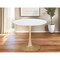 Homeroots 35" White And Gold Rounded Steel Pedestal Base Dining Table 386246 - alternate 2