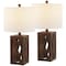 Jonathan Y Stewart 21.5" Farmhouse Wood LED Table Lamp, Brown, 2PK JYL1062A-SET2 - alternate 1