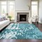 Homeroots 5' X 8' Teal Blue And Ivory Abstract Washable Indoor Outdoor Area Rug 613375 - alternate 2