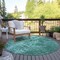 Homeroots 8' Teal Blue Round Ikat Washable Indoor Outdoor Area Rug 577003 - alternate 2