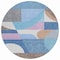 Homeroots 8' Sky Blue Teal Blue And Brown Round Geometric Washable Indoor Outdoor Area Rug 616744 - alternate 3