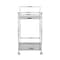 Homeroots 29in Silver Metal and Mirrored Glass Rolling Bar Cart With Wine Storage 402582 - alternate 3