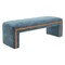 Homeroots 56in Blue and Brown Fabric and Solid Wood Upholstered Bench 668859 - alternate 2