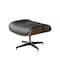 Homeroots 35" Black and Brown Genuine Leather Tufted Swivel Lounge Chair With Ottoman 526374 - alternate 4