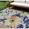 Homeroots 9' X 12' Navy Blue And Beige Floral Washable Indoor Outdoor Area Rug 610990 - alternate 1