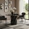 Homeroots 48" Black Marble and Wood Pedestal Base Round Top Dining Table 623352 - alternate 2
