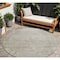 Homeroots 8' Linen And Gray Round Floral Washable Indoor Outdoor Area Rug 605743 - alternate 1