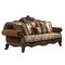 Homeroots 37" Oak Velvet Floral Sofa And Toss Pillows With Espresso Legs 348213 - alternate 1
