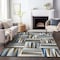 Homeroots 8' X 10' Navy Blue Brown And Beige Geometric Washable Indoor Outdoor Area Rug 598283 - alternate 2