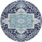 Homeroots 8' Navy Blue Ivory And Black Round Oriental Washable Indoor Outdoor Area Rug 600170 - alternate 2