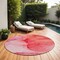 Homeroots 8' Pink Round Abstract Washable Indoor Outdoor Area Rug 559762 - alternate 1