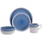 Homeroots Blue and White Sixteen Piece Round Tone on Tone Ceramic Service For Four Dinnerware Set 534538 - alternate 1