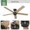 Hunter Burton 52 in. Bronze Indoor and Outdoor Ceiling Fan 52264 - alternate 2