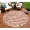 Homeroots 8' Salmon And Ivory Round Geometric Washable Indoor Outdoor Area Rug 613803 - alternate 1