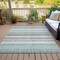 Homeroots 5' X 8' Teal Blue And Gray Striped Washable Indoor Outdoor Area Rug 632246 - alternate 3