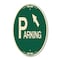 Signmission Parking with Arrow Pointing to Top Left, 12 Inch X 18 Inch Architectural Oval, Heavy Gauge Aluminum A-OV-G-1218-24517 - alternate 1